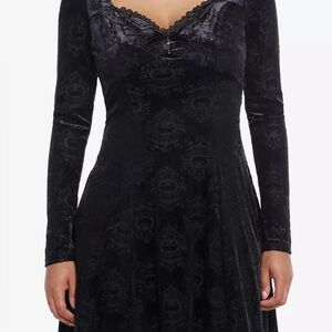 Cosmic Aura Pumpkin Bats Damask Velvet Dress size large sold out on site